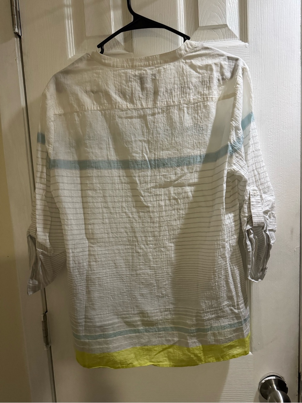 Tommy Bahama Women’s Gauze Tunic Blouse White Blue Lime Green Size M - Picture 2 of 11